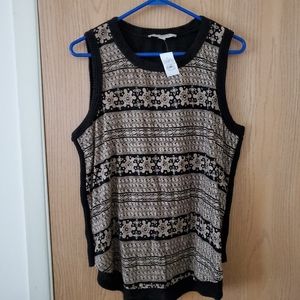 🌹 NEW - LOFT Crochet Trim Black and Tan To